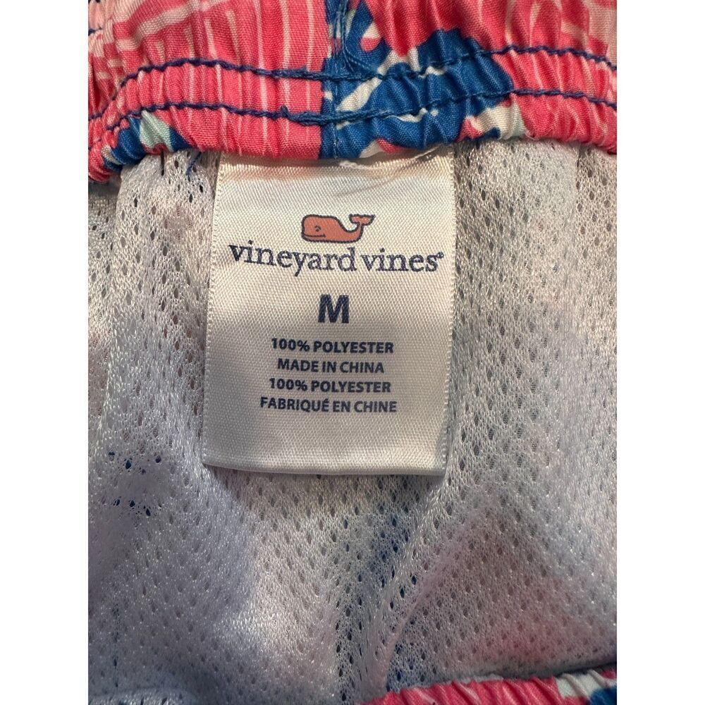 Men's Vineyard Vines Swim Trunks Pink Blue Palm Fronds Size Medium - Picture 3 of 4